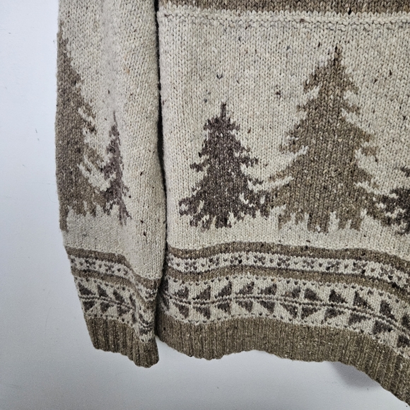 SOLD VTG Ralph Lauren Handknit Winter Deer Wool Cardigan Men's XL Brown - Picture 9 of 15